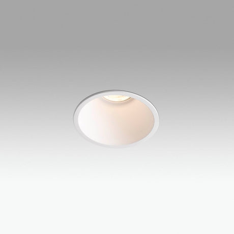 Einbauleuchte Fresh GU10 230V Weiß rückversetzt, runde LED-Einbauleuchte aus Aluminium, ideal für Gewerbe- und Arbeitsräume.