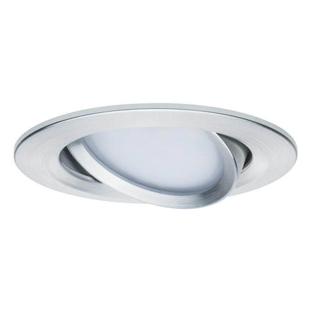 Spot encastré LED Coin Slim IP23 rond 6,8W en aluminium, dimmable et orientable, au design argenté.