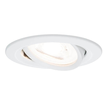 Nova IP23 round white recessed light GU10 - stylish recessed spotlight for living spaces and roof overhangs.