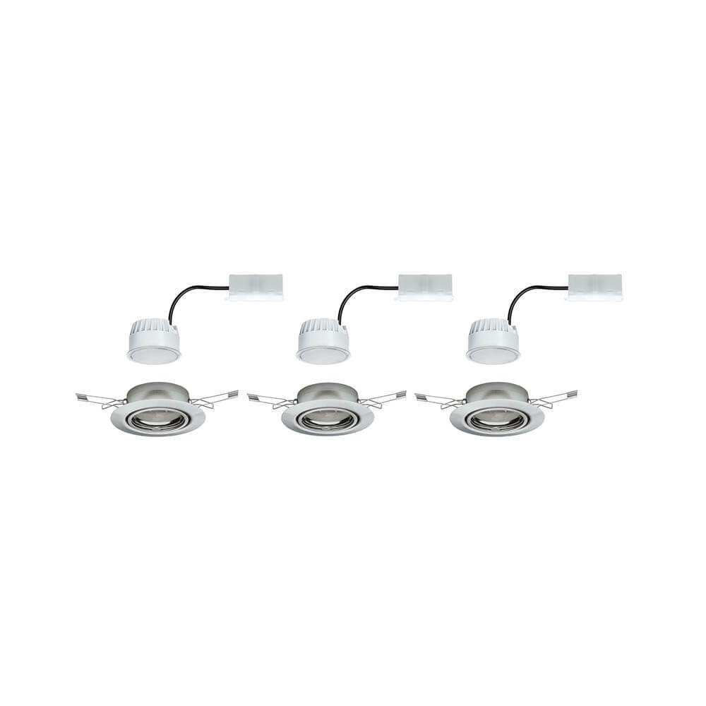 Einbauleuchten-Base Coin LED schwenkbar 3-stepdim 3x5W 51mm in weißer Ausführung, dreiteilig mit Schnellklemme.