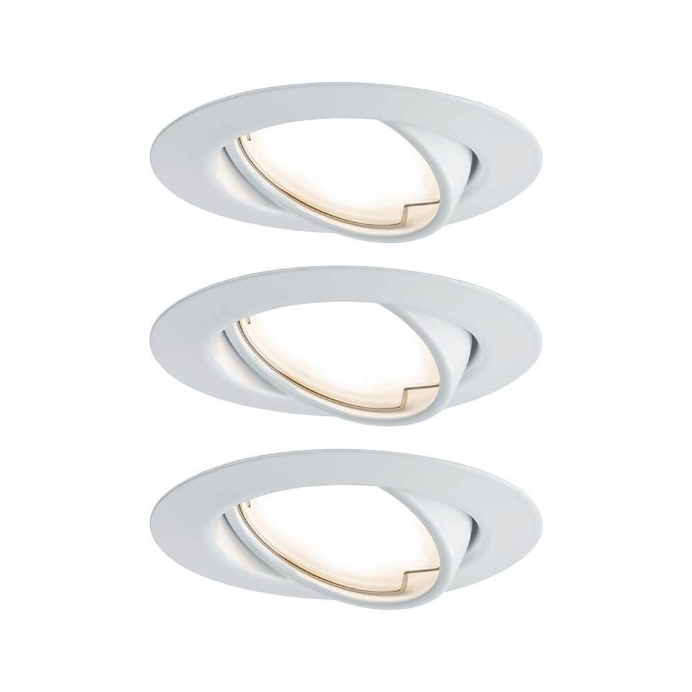 Einbauleuchten-Base Coin LED schwenkbar 3x5W Weiß - Set aus drei robusten, weißen Einbaustrahlern.