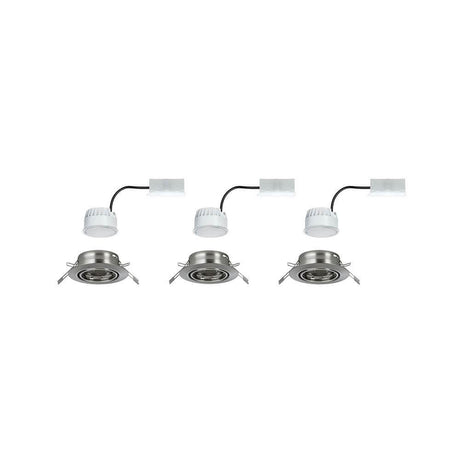 Einbauleuchten-Base Coin LED schwenkbar 3x5W 51mm - Set von drei schwenkbaren Einbaustrahlern aus Metall.