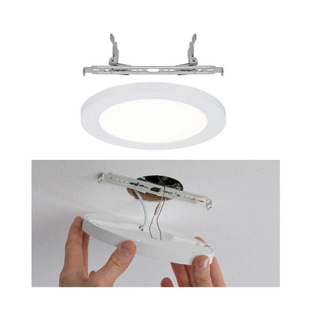 Promo LED Panel recessed light Cover-it White - installation and view of the recessed light in white.
