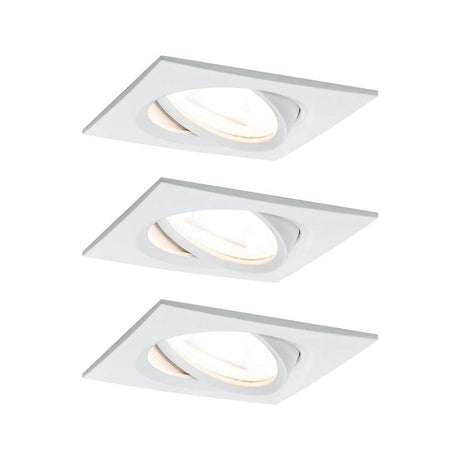 Set de spots encastrés Nova carré orientable LED 3x6,5W 2700K GU10 blanc - spots encastrés modernes LED en blanc.