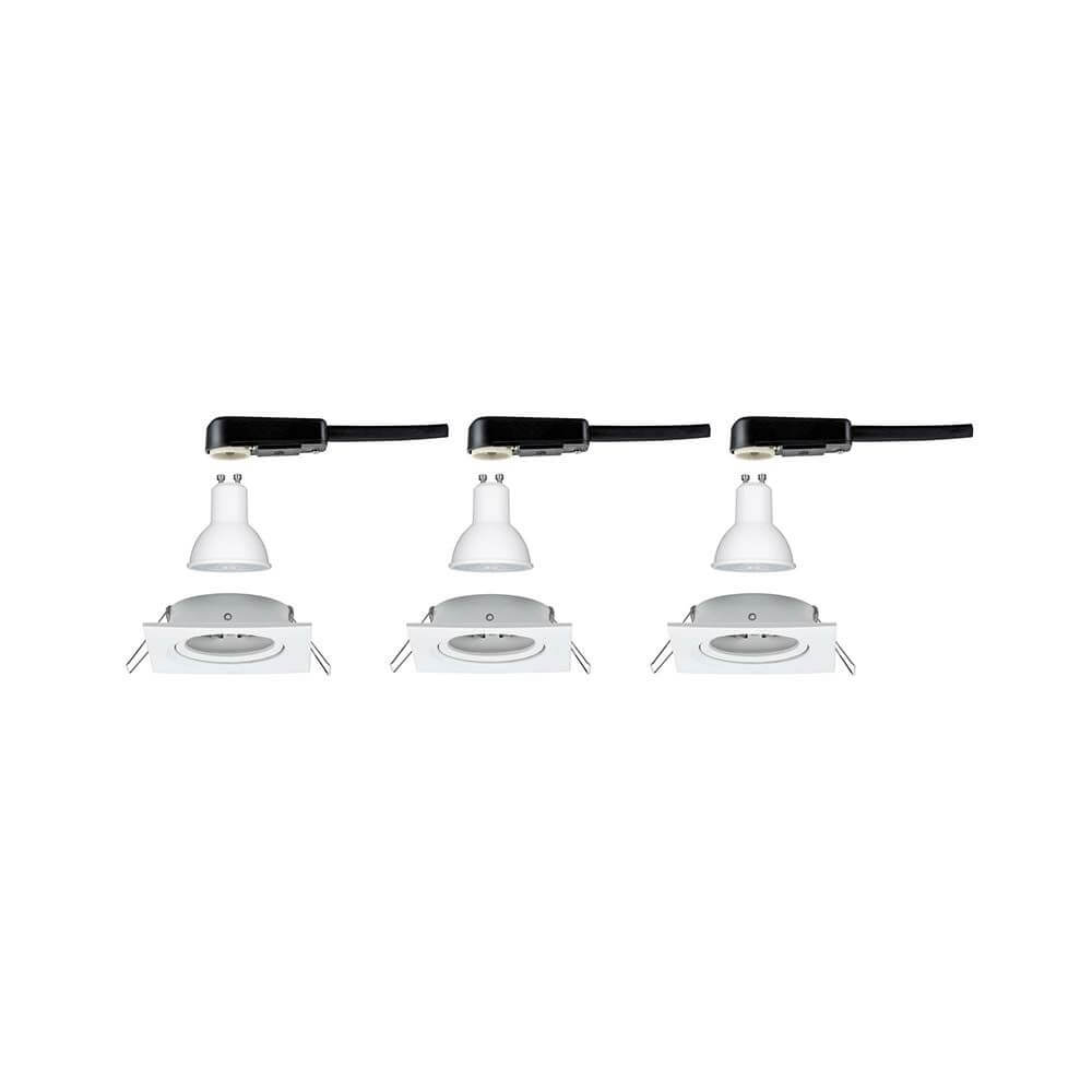 Einbauleuchten-Set Nova eckig schwenkbar LED 3x6,5W 2700K GU10 Weiß - modernes Lichtset für stimmungsvolles Ambiente.