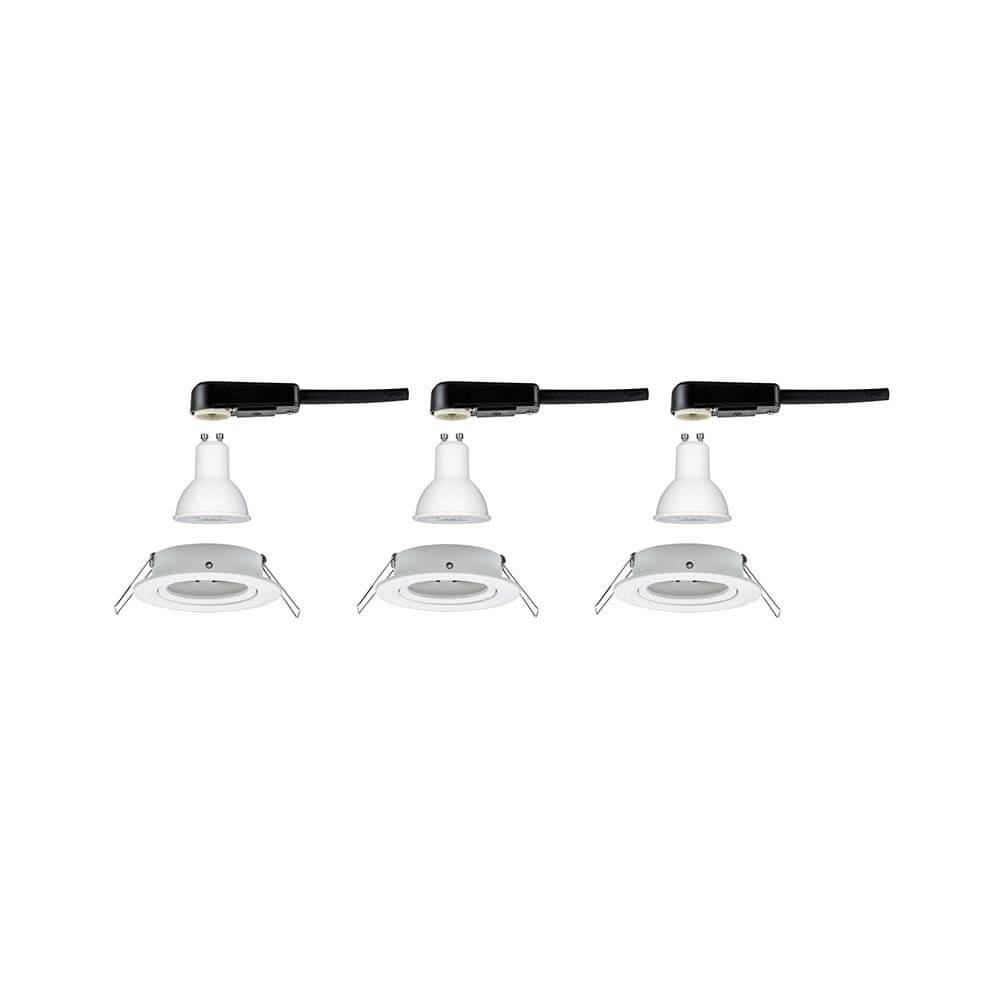 Einbauleuchten-Set Nova rund LED 3stepdim 3x6,5W GU10 Weiß - moderne Einbauspots mit warmweißem Licht.