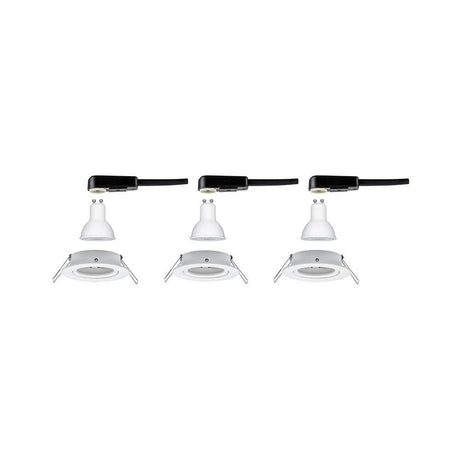 Recessed spotlight set Nova round LED 3stepdim 3x6.5W GU10 White - modern recessed spotlights with warm white light.