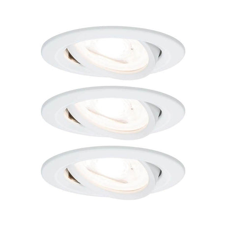 Recessed spotlight set Nova round LED 3stepdim 3x6.5W GU10 White with warm white light for a atmospheric ambience.