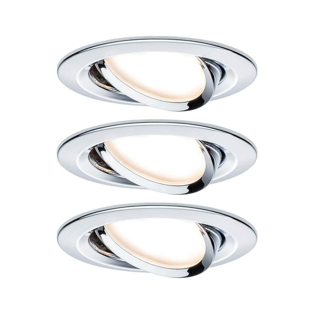 Einbauleuchten-Set Nova rund schwenkbar LED 3stepdim 3x6,5W GU10 Chrom dreiteiliges Design