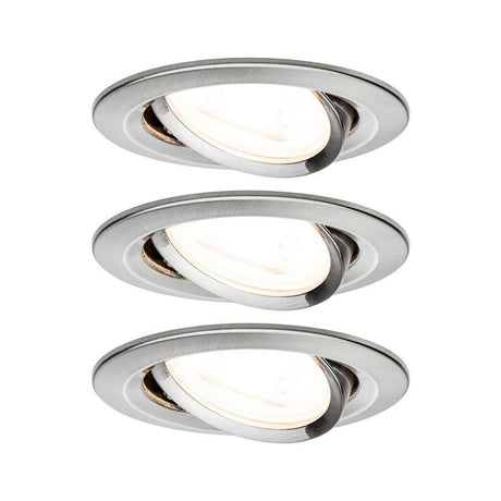 Recessed light set Nova round swiveling LED 3x6.5W 2700K GU10 with three modern recessed spotlights in an elegant design.