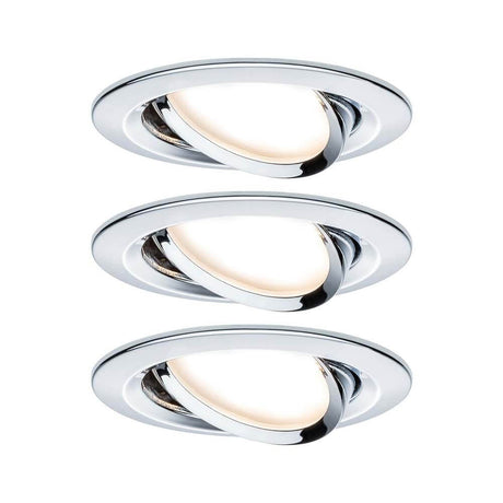 Einbauleuchten-Set Nova rund schwenkbar LED 3x6,5W 2700K GU10 Chrom in modernem Design mit warmweißem Licht.