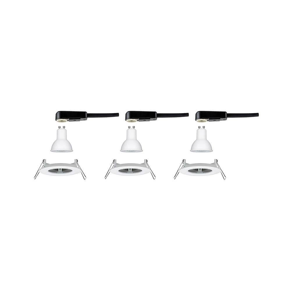 3er-Set LED Einbauleuchten-Set Nova rund starr IP44 3-stepdim Weiß in modernem Design
