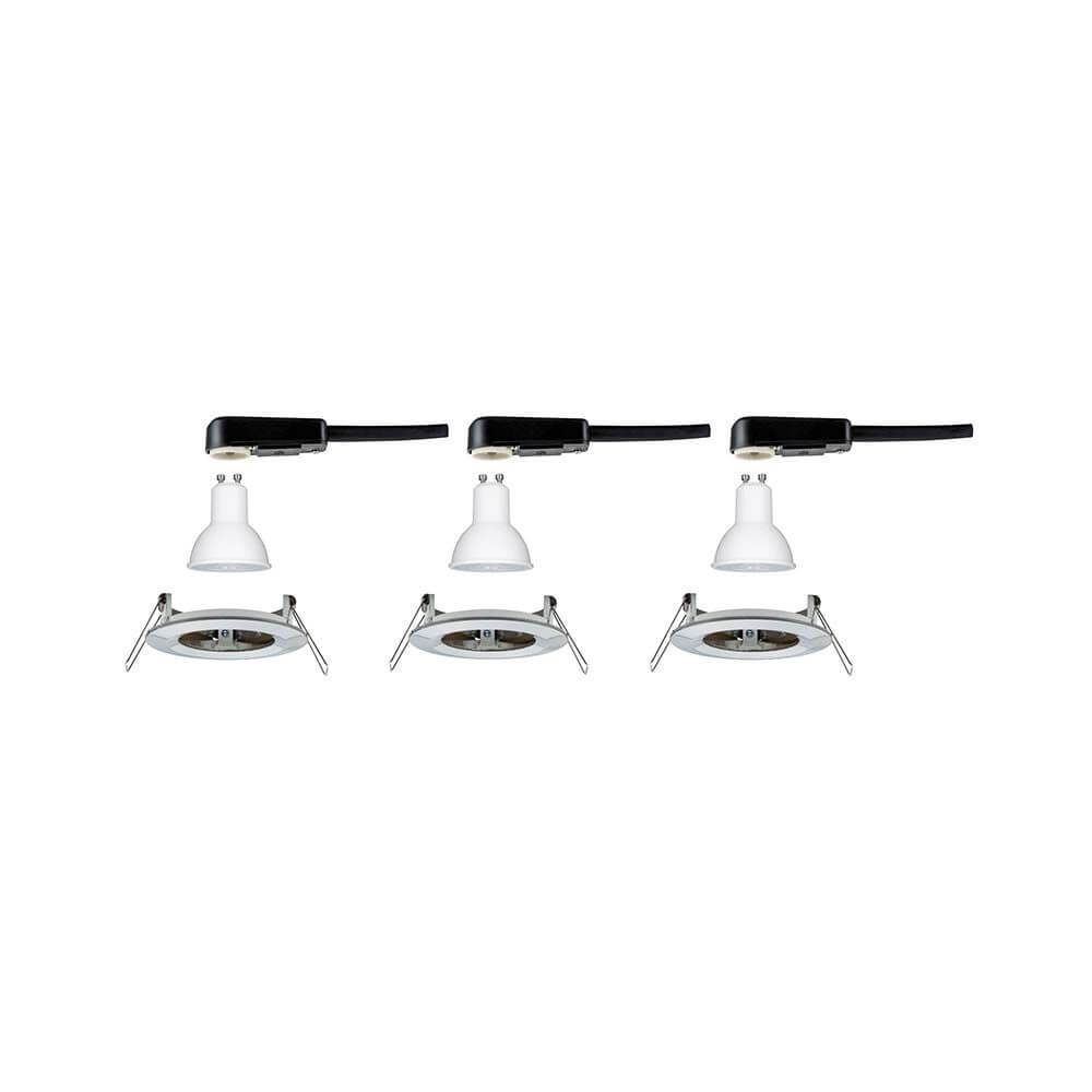 Einbauleuchten-Set Nova rund starr LED IP44 3x6,5W 2700K GU10 mit drei modernen Einbauspots
