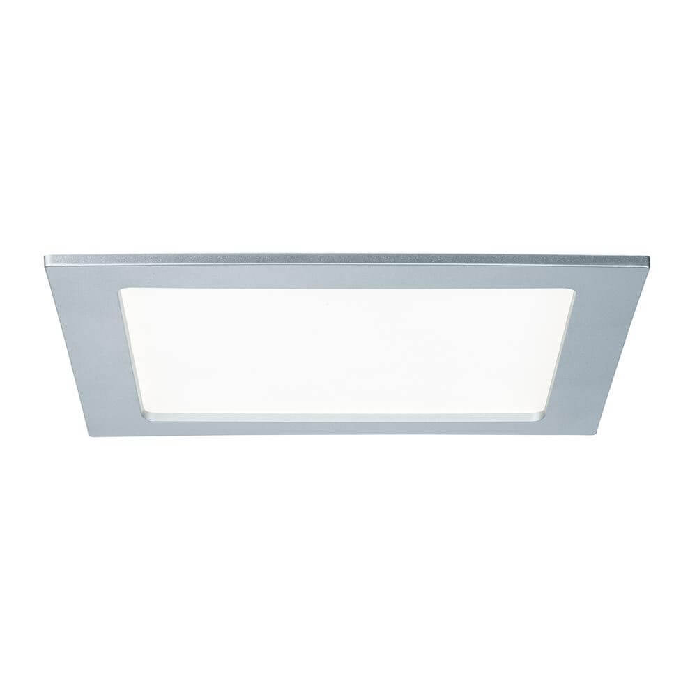 Einbaupanel LED eckig 18W 4000K IP44 in silber, ideal für Feuchträume und gleichmäßige Beleuchtung.