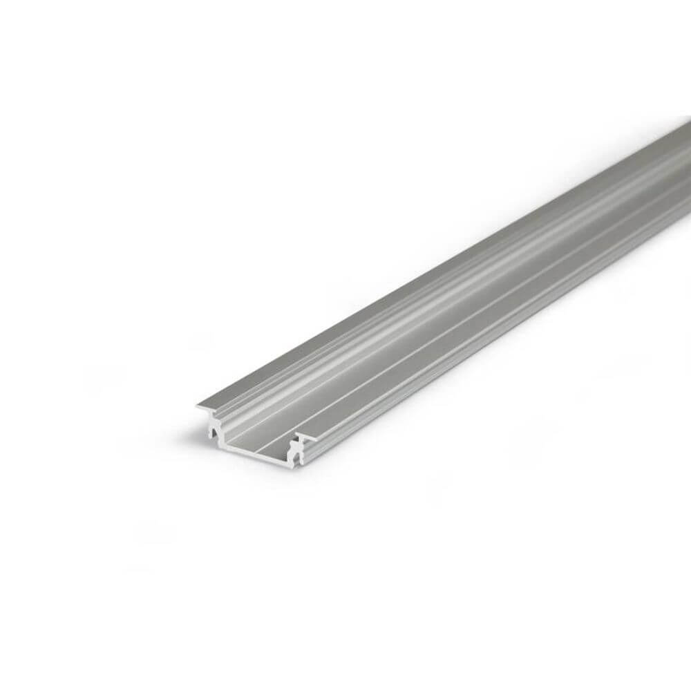 Einbauprofil flach 200cm Alu-eloxiert ohne Abdeckung für LED-Strips - Profil für LED-Strip-Systeme.