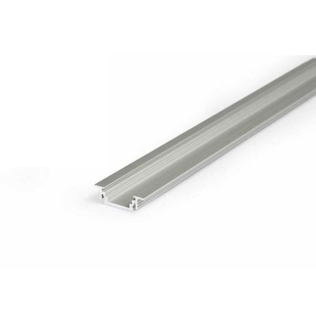 Einbauprofil schmal 200cm Alu-eloxiert ohne Abdeckung für LED-Strips auf weißem Hintergrund.