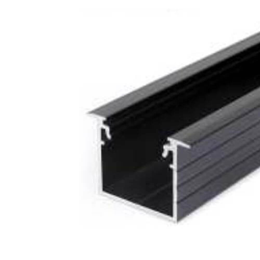 Einbauprofil tief 200cm Schwarz ohne Abdeckung für LED-Strips – Aluminiumprofil für professionelle LED-Installationen.