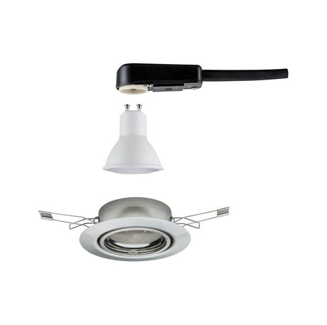 Einbaustrahler LED Base rund GU10 Eisen-Gebürstet, schwenkbarer LED Einbaustrahler 230V, warmweiß 2700K