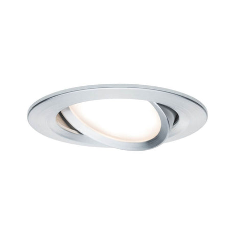 Recessed spotlight LED Nova round brushed aluminum - shallow installation, warm white light, modern design.