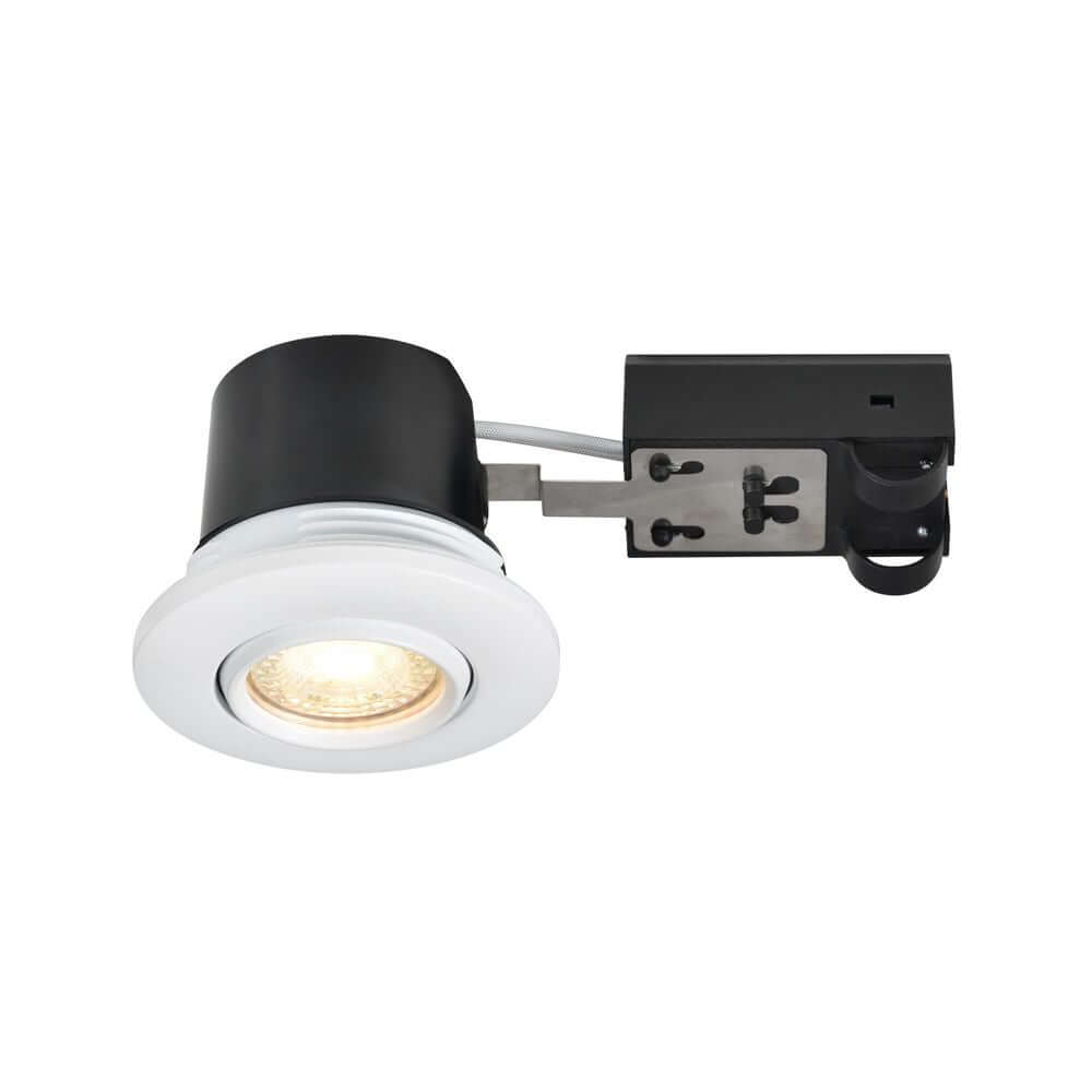 Eleganter Einbaustrahler Umberto IP44, ideal für dicke Decken und verschiedene Materialien, mit GU10-Glühbirne.