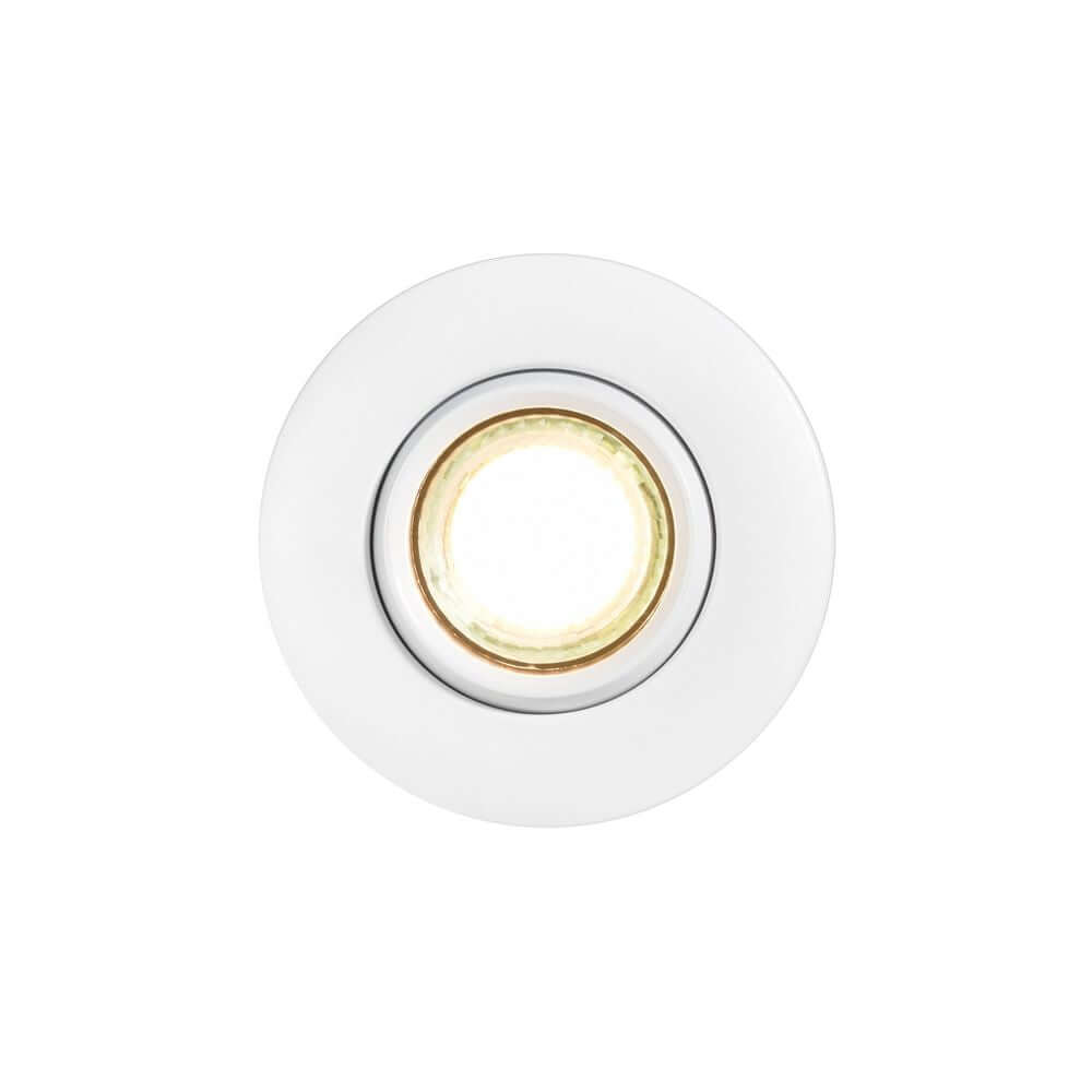 Eleganter Einbaustrahler Umberto in Weiß, geeignet für GU10-Glühbirne, perfekt für Badezimmer mit IP44-Schutz.