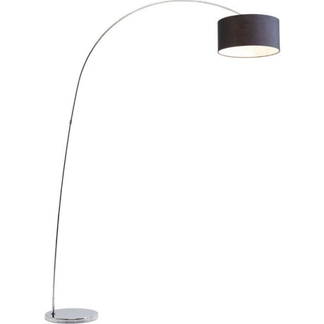 Elegante Stehleuchte Gooseneck Schwarz mit elegantem Design und chromfarbener Basis.