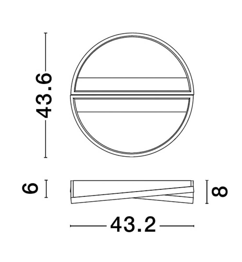 Elize LED Deckenleuchte Halbrund 2-flammig 3000K Schwarz, Gold Maße 43,6 cm Durchmesser, 6 cm Höhe.