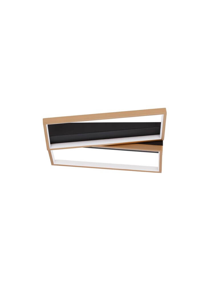 Elize LED Deckenleuchte Rechteckig 2-flammig 3000K Schwarz, Gold mit modernem Design.