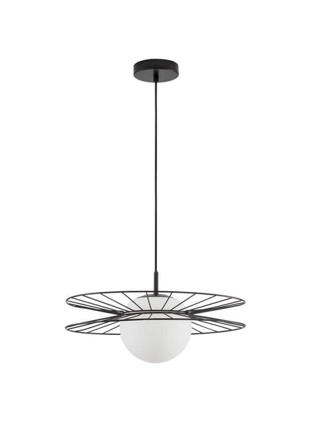 Ellery Pendelleuchte E27 Ø 45cm in eleganter Glas- und Stahl-Optik, moderne Deckenleuchte im skandinavischen Stil.