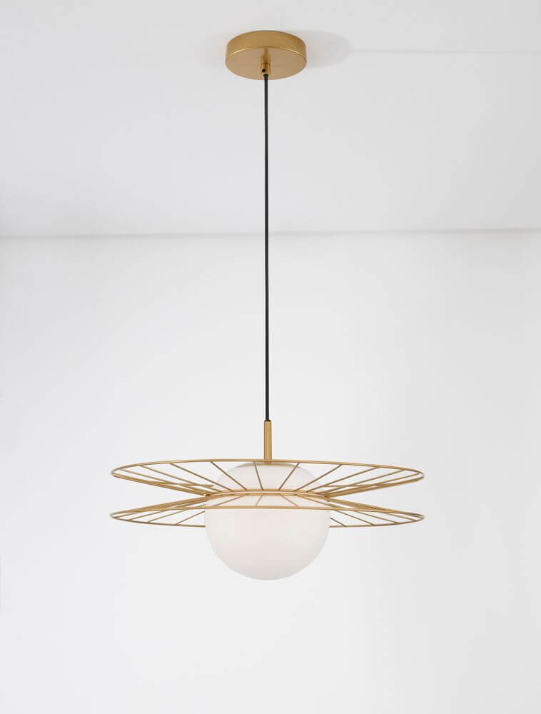 Ellery Pendelleuchte E27 Ø 45cm in gold mit Glas und Stahl für stilvolle Raumbeleuchtung