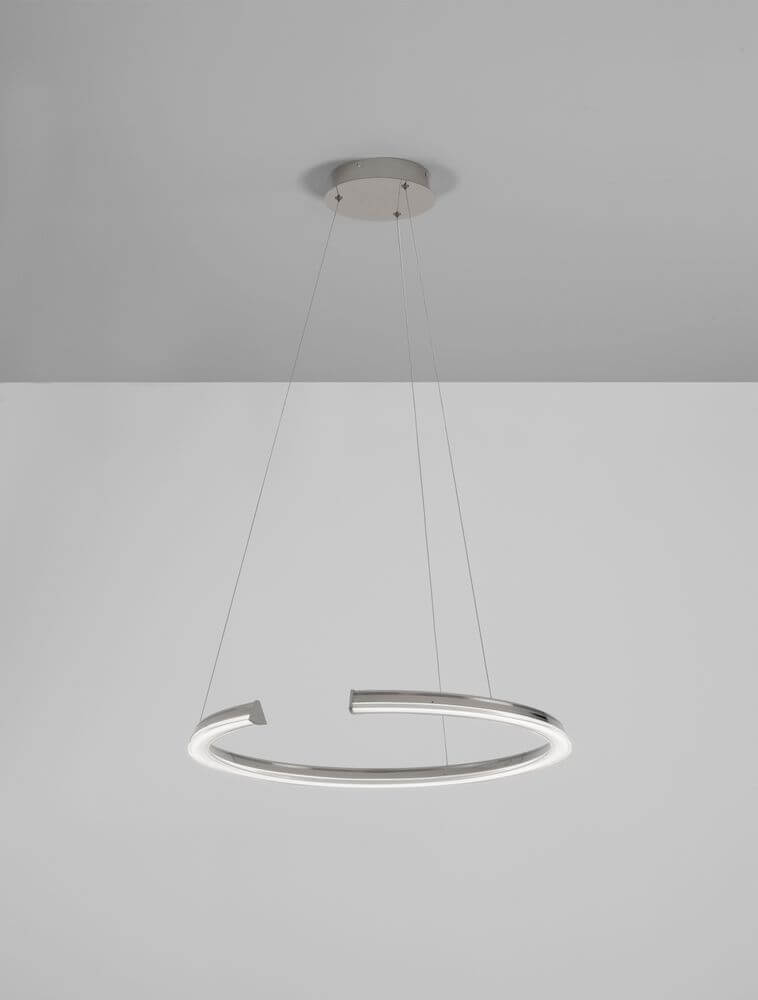 Elmo LED Pendelleuchte Ø 64cm 3500K Chrom moderne Silberlampe für stilvolle Beleuchtung in Wohnräumen.