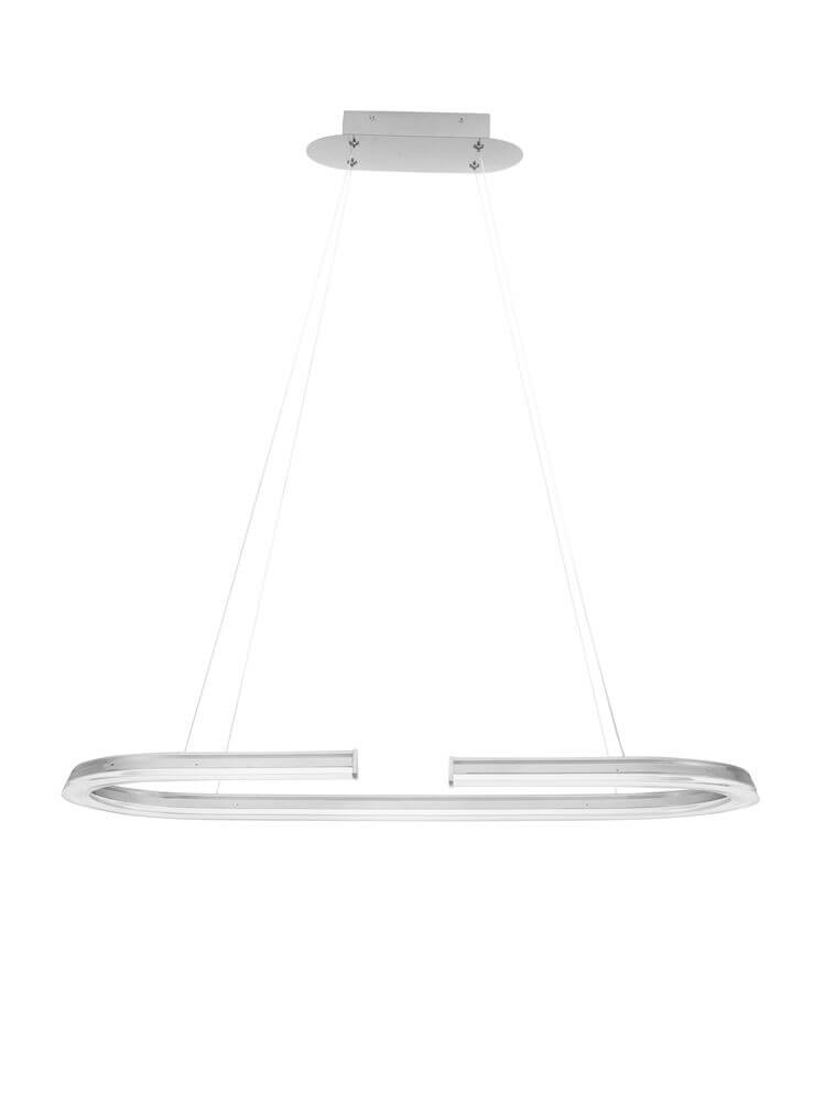 Elmo LED Pendelleuchte Ø 90cm 3500K Chrom, moderne silberne Aluminiumlampe für Esszimmer oder Küche.