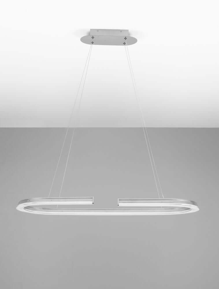 Elmo LED Pendelleuchte Ø 90cm 3500K Chrom, elegante Aluminiumlampe für Esszimmer oder Küche.