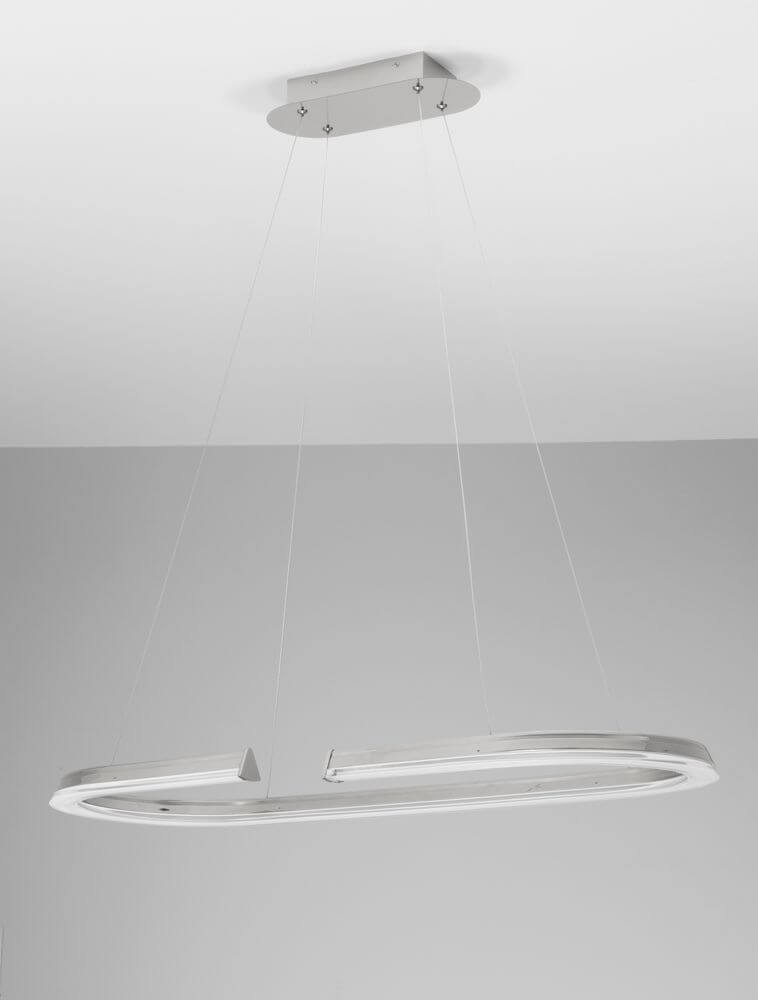 Elmo LED Pendelleuchte Ø 90cm 3500K Chrom, moderne silberne Lampe für Esszimmer oder Küche.
