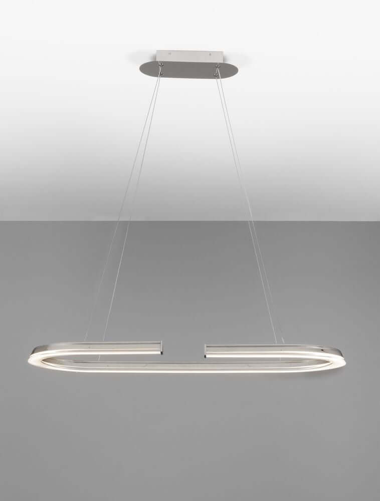 Elmo LED Pendelleuchte Ø 90cm 3500K Chrom, moderne silberne Lampe mit schickem Design für Esszimmer oder Küche.