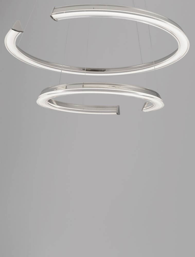 Elmo LED Pendelleuchte 2-flammig Ø 63cm 3500K Chrom - moderne silberne Lampe aus Aluminium für Wohn- und Esszimmer.