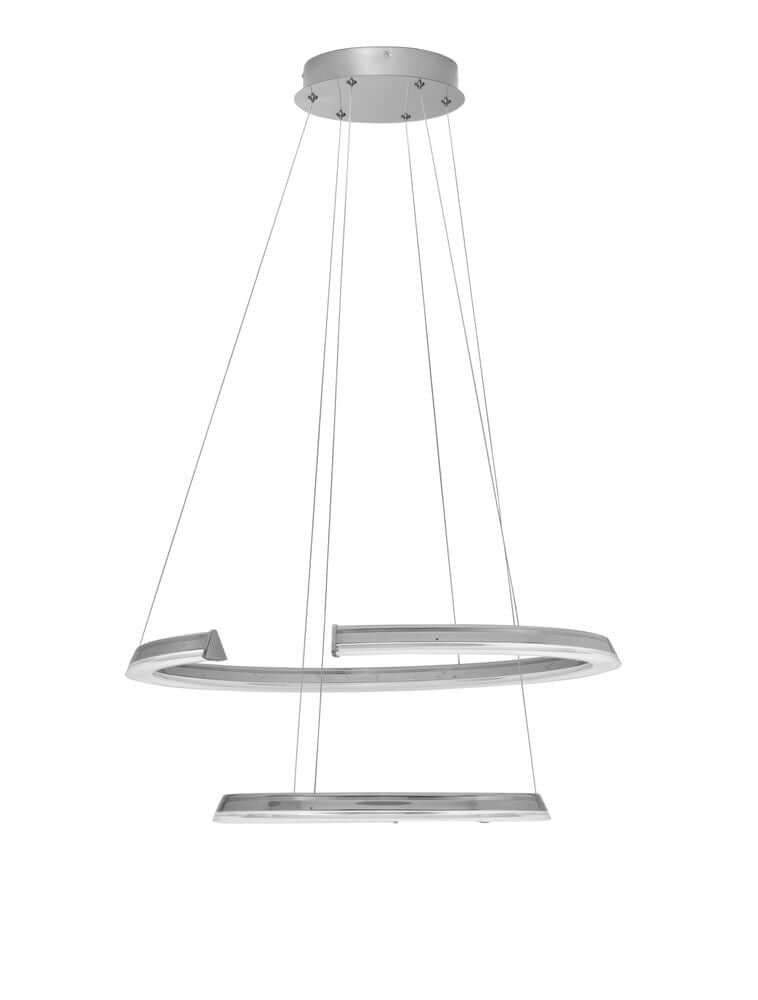 Elmo LED Pendelleuchte 2-flammig Ø 63cm 3500K Chrom - moderne silberne Aluminium Lampe für Wohn- und Esszimmer.