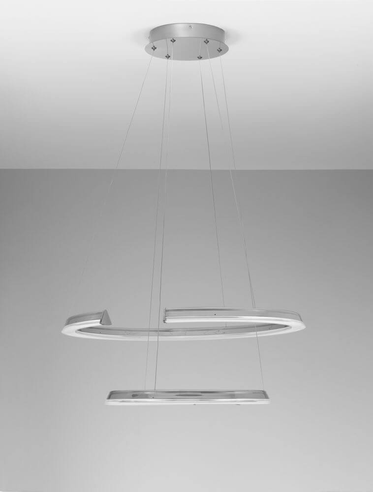 Elmo LED Pendelleuchte 2-flammig Ø 63cm 3500K Chrom an der Decke, moderner Stil und elegantes Design.