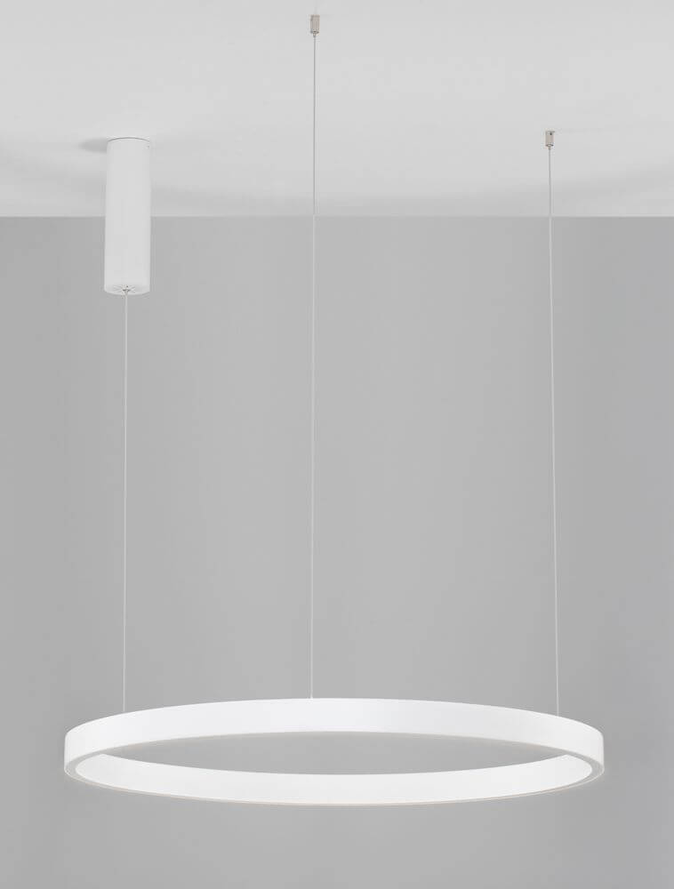 Elowen LED Pendelleuchte Ø 80cm 3000K Up & Down, moderne weiße Pendelleuchte für stilvolle Innenräume.