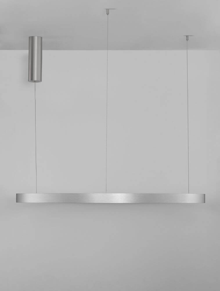 Elowen LED Pendelleuchte Ø 98cm 3000K Up & Down in Silber gebürstet, modern und stilvoll für Wohn- oder Esszimmer.