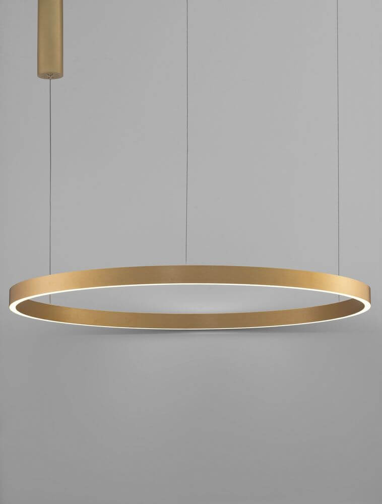 Elowen LED Pendelleuchte Ø 98cm 3000K Up & Down in elegantem Gold gebürstet für modernes Wohndesign.