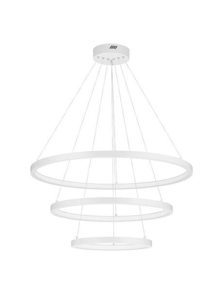 Empatia LED Pendelleuchte 3-flammig Ø 80cm 3000K, weiße Triple-Pendelleuchte mit drei Leuchtringen