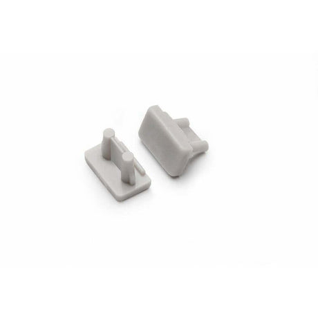 Endehætter sæt af 2 til overfladeprofil mini type A sølv, to grå endestykker til mini LED Strukturprofiler.