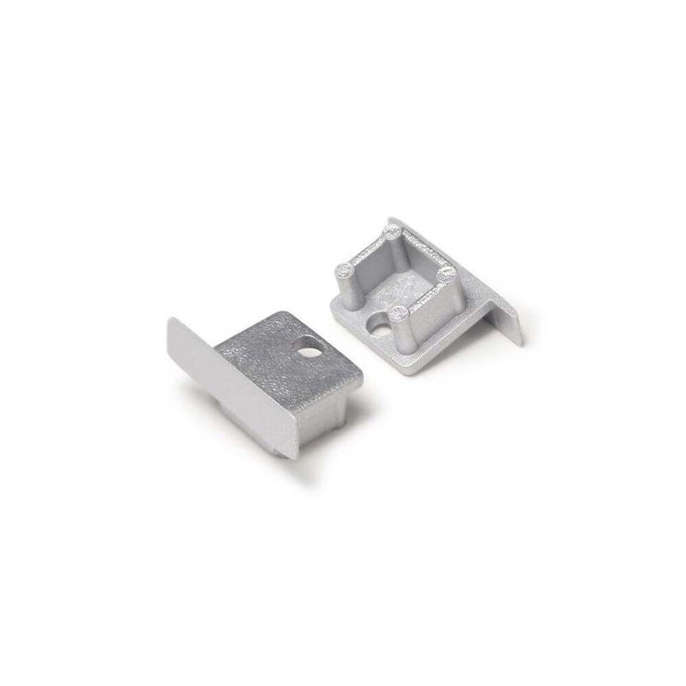 Endkappen 2er Set für Einbauprofil micro Typ A Silber, silberne Endkappen für LED Profile.