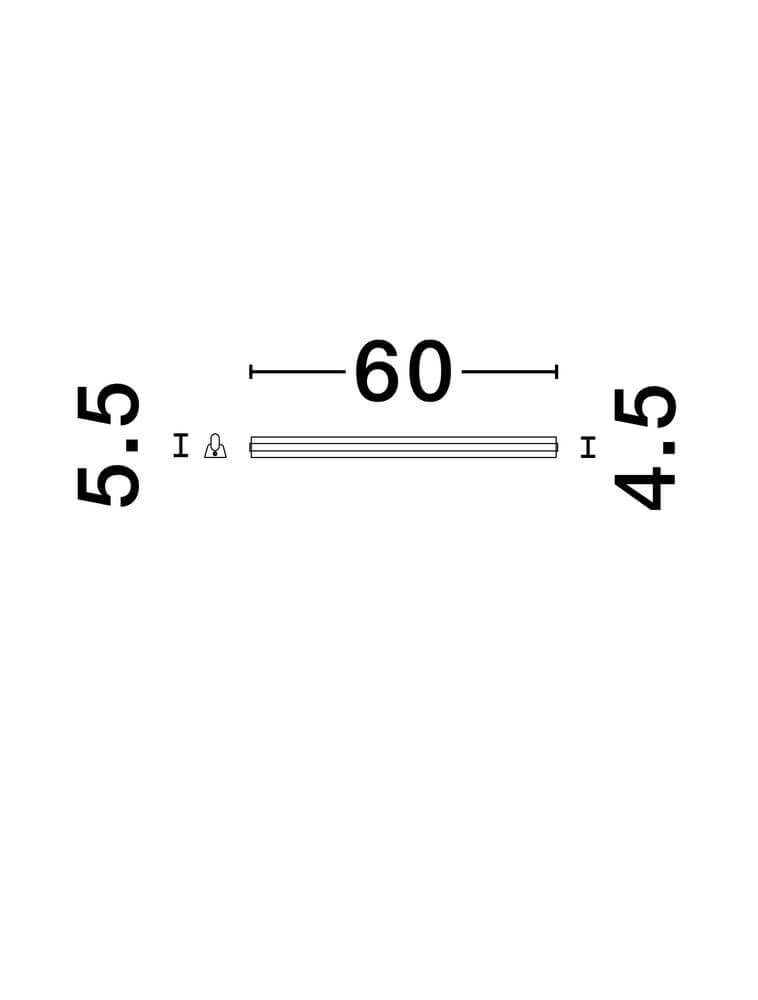 Endo LED Wandleuchte 3000K Schwarz IP44 Maßzeichnung mit Abmessungen 5.5, 60 und 4.5 cm.