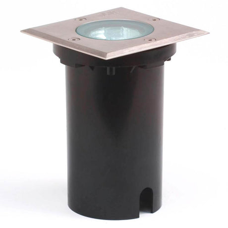Focos de embutir no chão economizadores de energia, quadrados em aço inoxidável, vidro transparente, iluminação LED para exterior para jardins e caminhos.