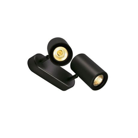 Enola B wall and ceiling light Double Black 2xGU10 max. 50W with rotating and swivelling lamp head.