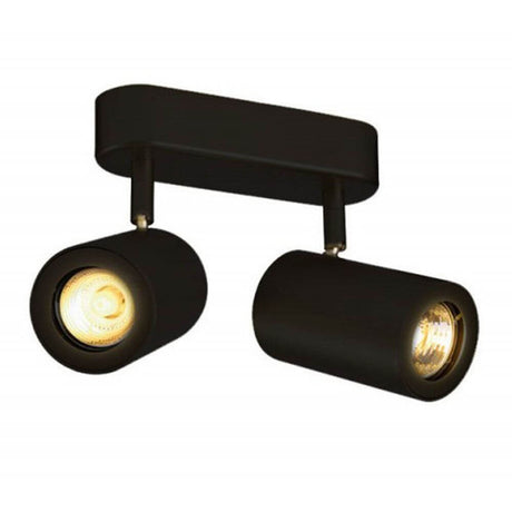 Enola B wall and ceiling light Double Black 2xGU10 max. 50W, modern light in black, rotatable and swivelling.
