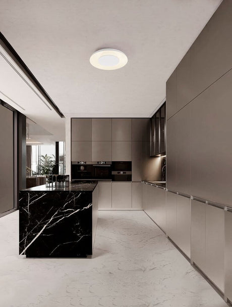 Epos ceiling light Ø 40cm 2700, 4000K in a modern kitchen with a black kitchen island.