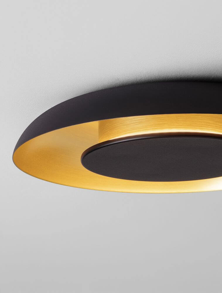 Epos Deckenleuchte Ø 40cm 2700, 4000K in Schwarz und Gold, modernes Deckenlicht, dimmbar über TRIAC.